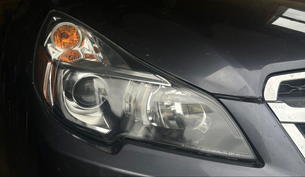 Restored headlight lens, crystal clear after polishing